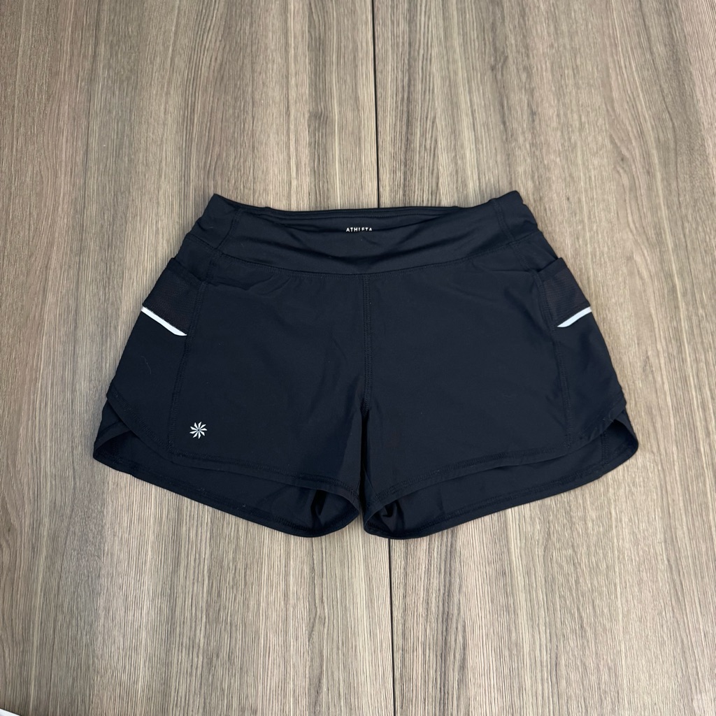 Athleta Girl Black Athletic Shorts Size L 12 Lined Pockets Zip Back Nwto